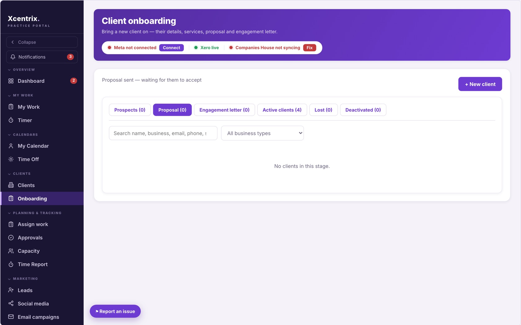 Xcentrix — client onboarding